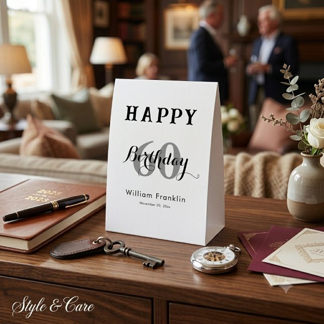 Elegant 60th Birthday Paper Table Tent (Elegant 60th Birthday Paper Table Tent)