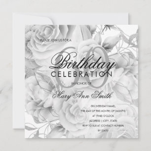 Elegant 60th Birthday Party Floral Silver White