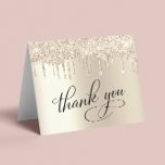 Elegant 60th Birthday Party Gold Glitter Thank You Card<br><div class="desc">Chic 60th birthday party folded thank you card featuring "Thank You" in elegant calligraphy,  a gold faux foil background and gold faux glitter. on the inside,  personalise your thank you message and signature or leave blank for a handwritten note.</div>