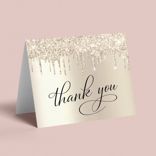 Elegant 60th Birthday Party Gold Glitter Thank You Card (Creator Uploaded)