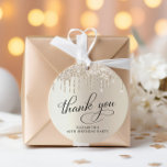 Elegant 60th Birthday Party Gold Glitter Thank You Favour Tags<br><div class="desc">Elegant gift tags for your 60th birthday party featuring "Thank You" and "60 & Fabulous" in stylish calligraphy,  a gold faux foil background and gold faux glitter.</div>