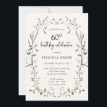 Elegant 60th Birthday Party Invitation<br><div class="desc">Elegant and stylish,  this Elegant 60th Birthday Party Invitation features gorgeous hand-painted dainty watercolor pink,  purple,  and blue pastel wildflowers and sage greenery with a cute white butterfly arranged in a lovely vintage wreath on an ivory background. Find coordinating items in the Elegant Pastel Wildflowers Wedding Collections.</div>