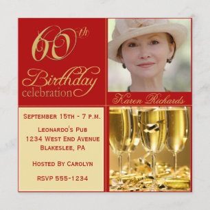 Elegant 60th Birthday Party Invitations