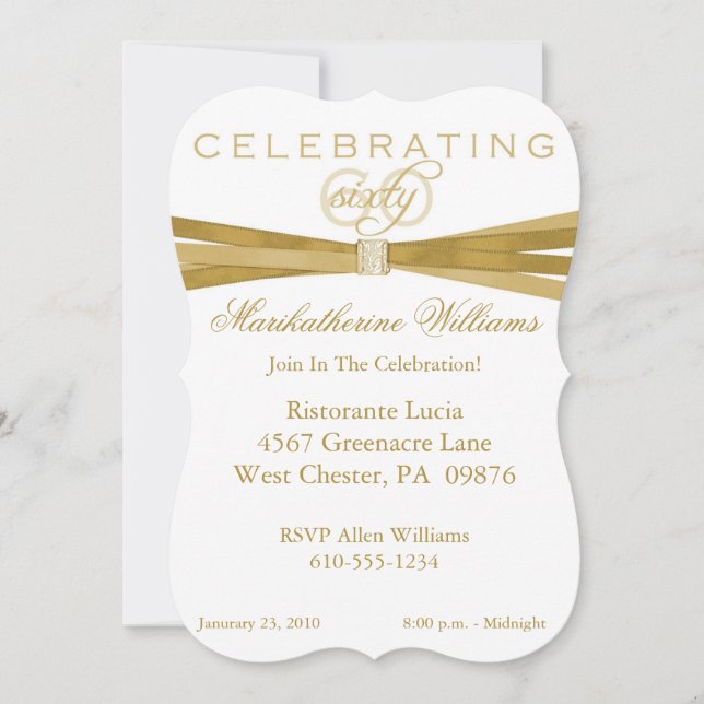 Elegant 60th Birthday Party Invitations (Front)