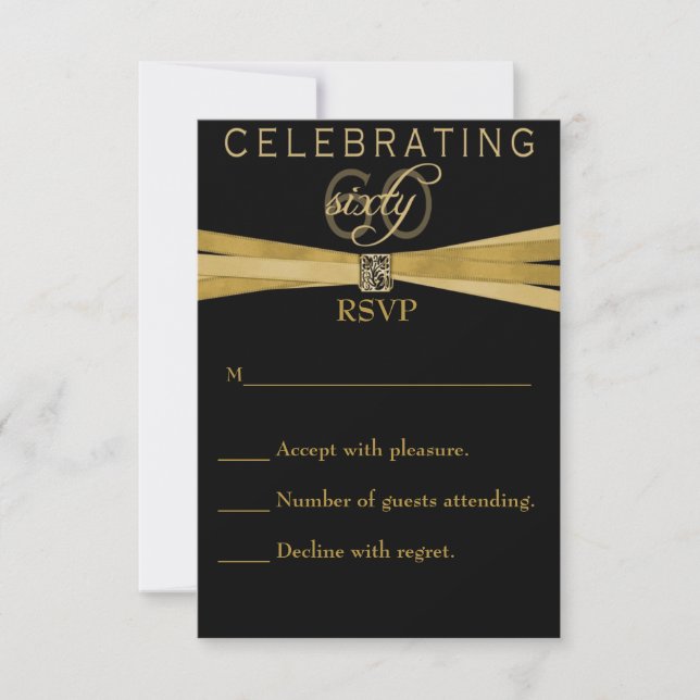 Elegant 60th Birthday Party Invitations RSVP Card (Front)