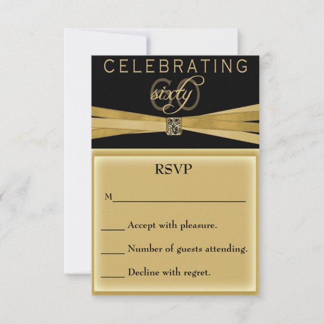 Elegant 60th Birthday Party Invitations RSVP Card (Front)