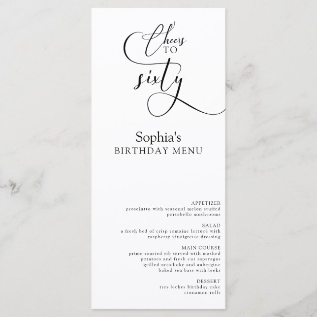 Elegant 60th Birthday Party Menu (Front)