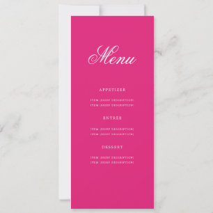 Elegant 60th Birthday Party Menu Gold Hot Pink Invitation