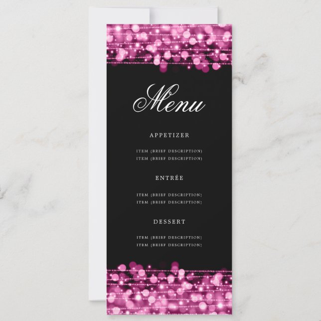 Elegant 60th Birthday Party Menu Hot Pink  Invitation (Back)