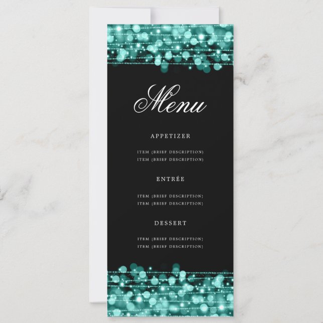 Elegant 60th Birthday Party Menu Teal  Invitation (Back)