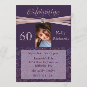 Elegant 60th Birthday Party  Photo Invitations