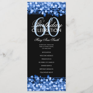 Elegant 60th Birthday Party Program Blue w/ Menu