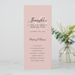Elegant 60th Birthday Party Program Blush Pink Invitation