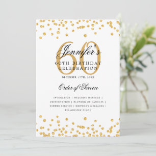 Elegant 60th Birthday Party Program Menu Gold Invitation