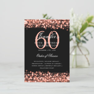 Elegant 60th Birthday Party Program Rose Gold Menu Invitation