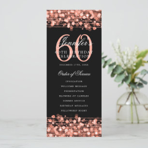 Elegant 60th Birthday Party Program Rose Gold Menu Invitation
