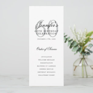 Elegant 60th Birthday Party Program Silver  Invitation