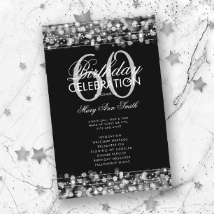 Elegant 60th Birthday Party Program Silver w/ Menu
