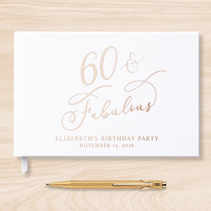 Elegant 60th Birthday Party Rose Gold Guest Book