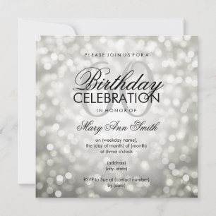 Elegant 60th Birthday Party Silver Glitter Lights Invitation