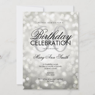Elegant 60th Birthday Party Silver Glitter Lights Invitation