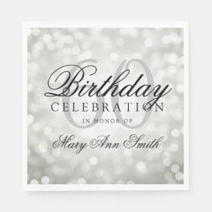 Elegant 60th Birthday Party Silver Glitter Lights Napkin