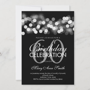 Elegant 60th Birthday Party Silver Hollywood Glam Invitation