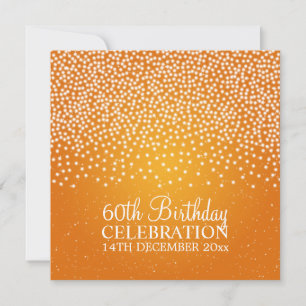 Elegant 60th Birthday Party Simple Sparkle Orange Invitation