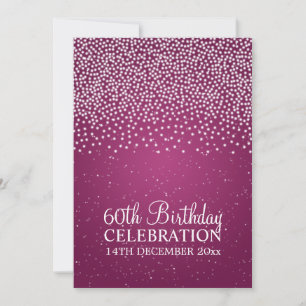 Elegant 60th Birthday Party Simple Sparkle Pink Invitation