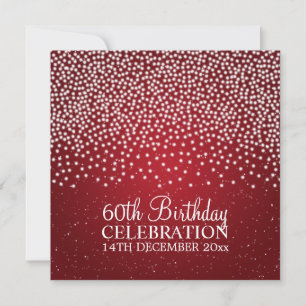 Elegant 60th Birthday Party Simple Sparkle Red Invitation