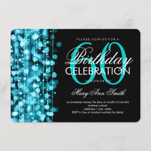 Elegant 60th Birthday Party Sparkles Turquoise Invitation