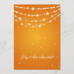 Elegant 60th Birthday Party Sparkling Chain Orange Invitation