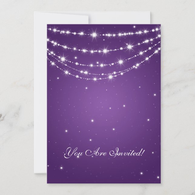 Elegant 60th Birthday Party Sparkling Chain Purple Invitation (Front)