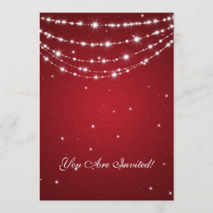 Elegant 60th Birthday Party Sparkling Chain Red Invitation