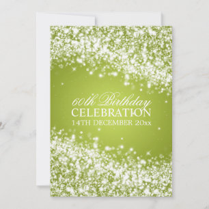 Elegant 60th Birthday Party Sparkling Wave Lime Invitation