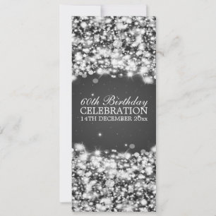 Elegant 60th Birthday Party Star Sparkle Black Invitation
