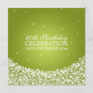Elegant 60th Birthday Party Star Sparkle Lime Invitation