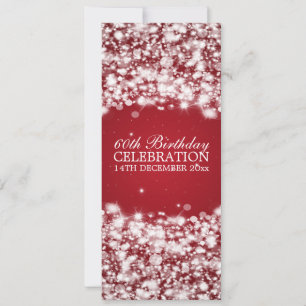Elegant 60th Birthday Party Star Sparkle Red Invitation