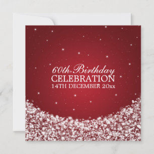 Elegant 60th Birthday Party Star Sparkle Red Invitation