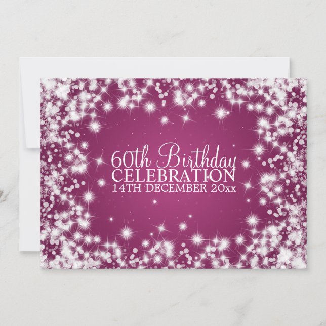 Elegant 60th Birthday Party Winter Sparkle Berry Invitation (Front)