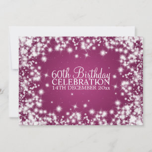 Elegant 60th Birthday Party Winter Sparkle Berry Invitation