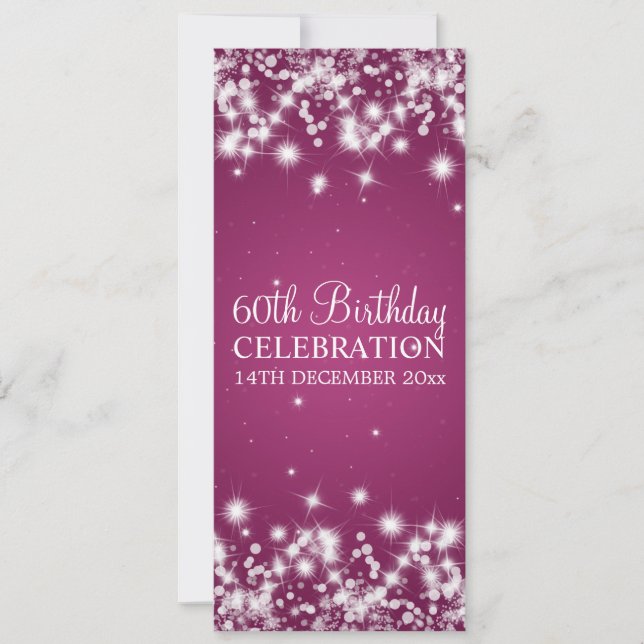 Elegant 60th Birthday Party Winter Sparkle Berry Invitation (Front)