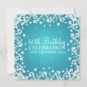 Elegant 60th Birthday Party Winter Sparkle Blue Invitation