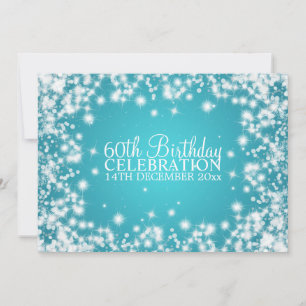Elegant 60th Birthday Party Winter Sparkle Blue Invitation