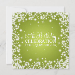 Elegant 60th Birthday Party Winter Sparkle Lime Invitation