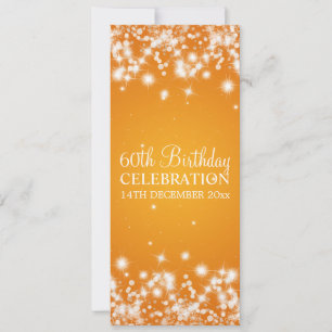 Elegant 60th Birthday Party Winter Sparkle Orange Invitation