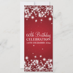 Elegant 60th Birthday Party Winter Sparkle Red Invitation