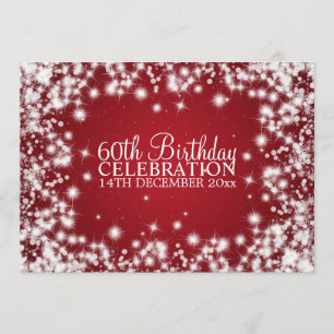 Elegant 60th Birthday Party Winter Sparkle Red Invitation