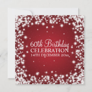 Elegant 60th Birthday Party Winter Sparkle Red Invitation