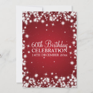 Elegant 60th Birthday Party Winter Sparkle Red Invitation